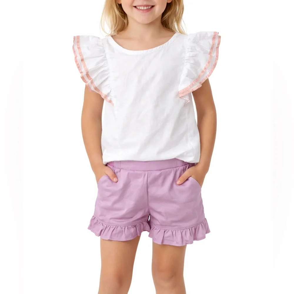 Janie and Jack Girls Ruffle Sleeve Top & Ruffle Shorts Set Size 6